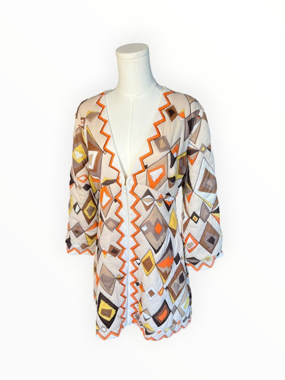 Vintage 1970s Emilio Pucci for Formfit Rogers Quilted Mini Dress Robe M